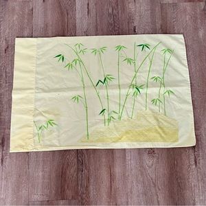 Vintage Hanae Mori Bamboo Yellow Green Pillowcases Standard Cotton Blend 30”x20”